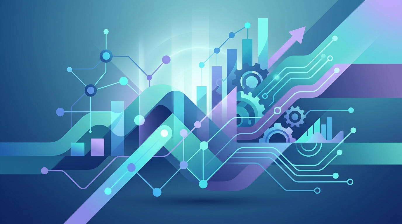 Conceptual illustration showing Google AI tools acting as a free marketing and financial department for small businesses.